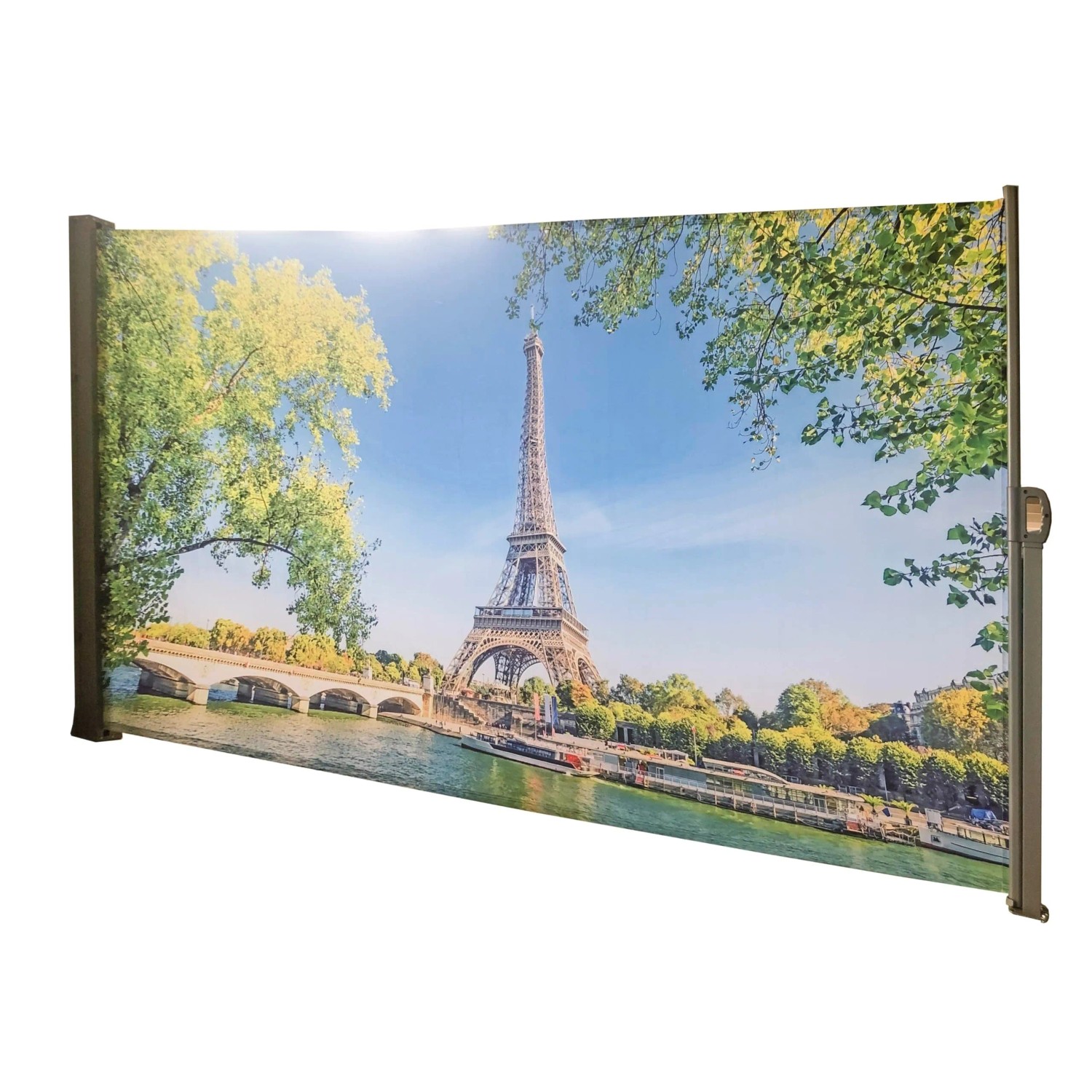 DELUKE Seitenmarkise FABI Motiv Paris Mehrfarbig Polyester Markise Ausziehbar Sonnenschutz Windschutz Terrasse/Balkon