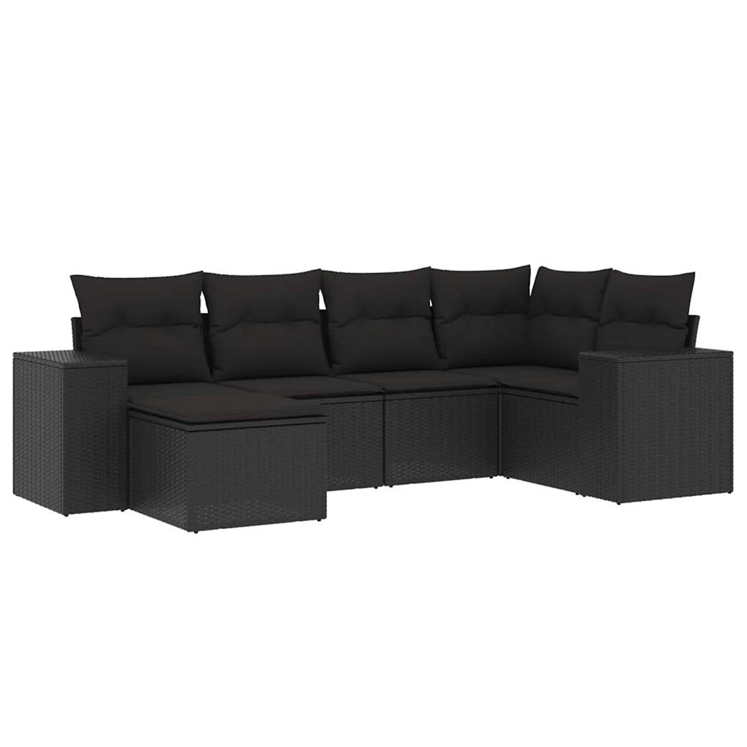 vidaXL 6-Tlg Garten-Sofagarnitur mit Kissen Schwarz Poly Rattan 3222854 günstig online kaufen