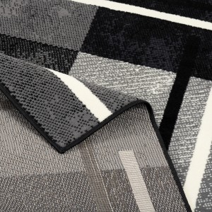 Pergamon Teppich Modern Trendline Karo Schwarz, 185x270cm, Kurzflorteppich mit Karomuster.