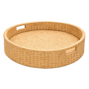 Rundes Schwimmtablett aus Rattan-Optik mit Aluminiumrahmen, 80 cm, für Pool & Jacuzzi.