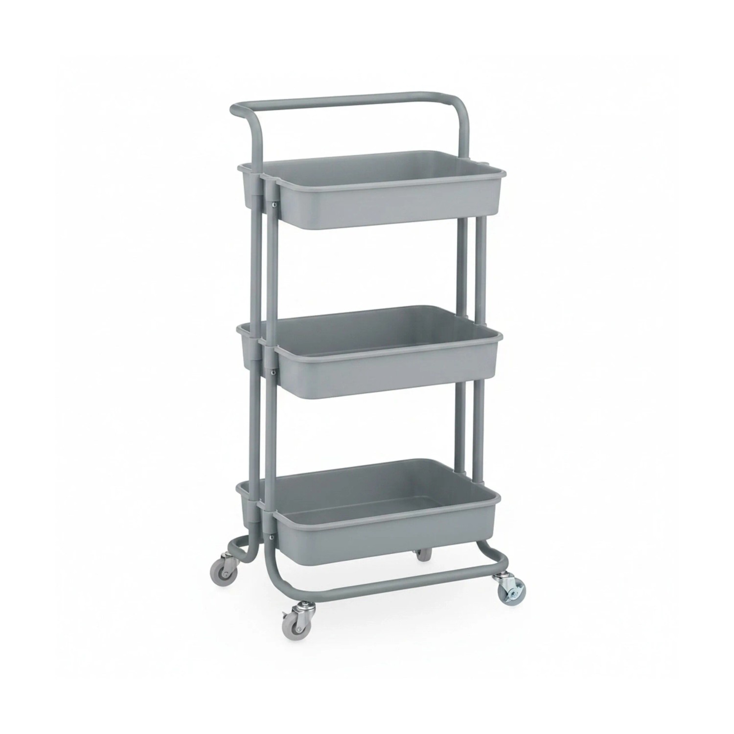 Relaxdays Rollwagen Stahl Kunststoff Filz Grau 360 Grad Rollen mit Bremsen 86 cm x 42,5 cm x 42 cm 3,3 kg