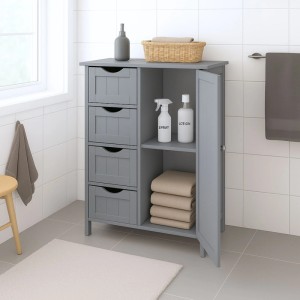 osoltus Badezimmerschrank Beistellschrank Hampton 55 x 30 x 82 cm Grau