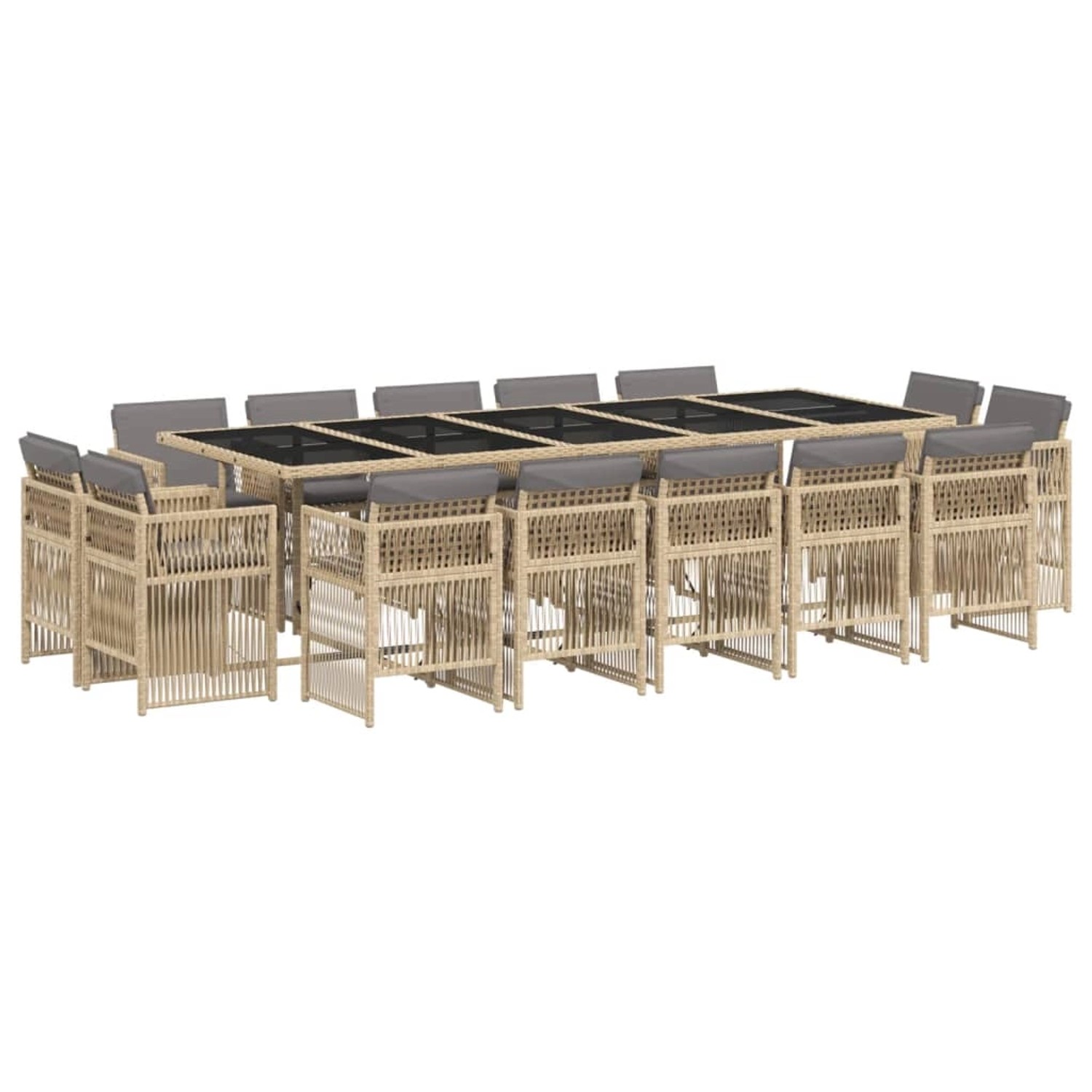 vidaXL 15-Tlg Garten-Essgruppe mit Kissen Beigemischung Poly Rattan 3211056 günstig online kaufen