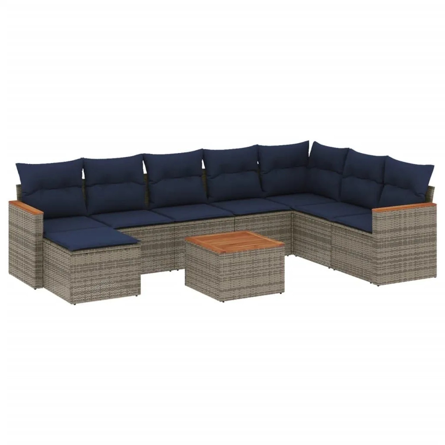 vidaXL 9-Tlg Gartensofa-Set mit Kissen Grau Polyrattan 3226257 günstig online kaufen