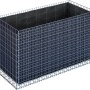 Eckiges Gabiona Gabionen-Hochbeet, 100x200x100 cm, Maschenweite 5x10 cm, Wandstärke 10 cm.