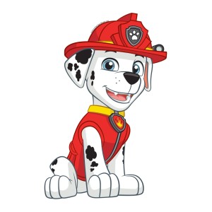Wandtattoo: Marshall, der Dalmatiner aus Paw Patrol, in roter Feuerwehr-Uniform.