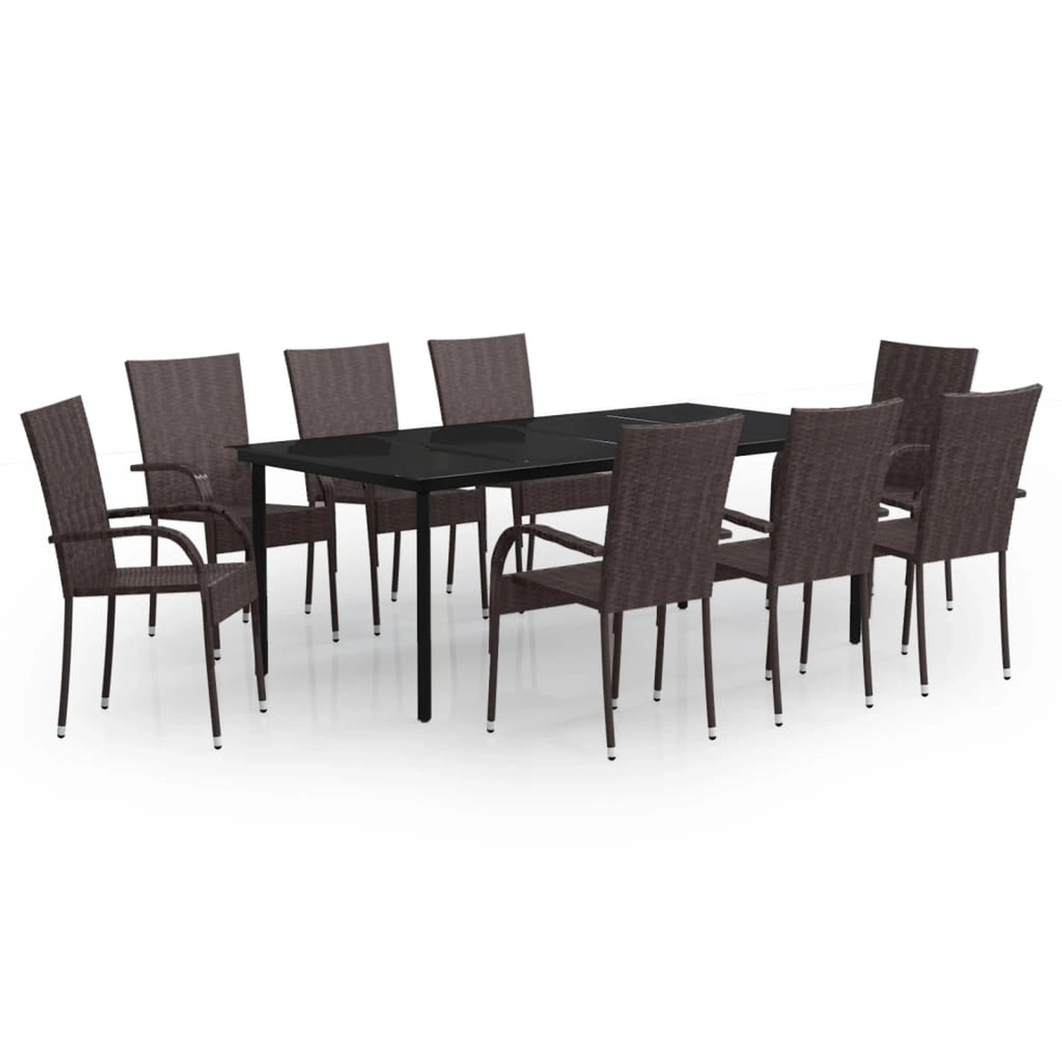 vidaXL 9-Tlg Garten-Essgruppe Braun und Schwarz 3099388