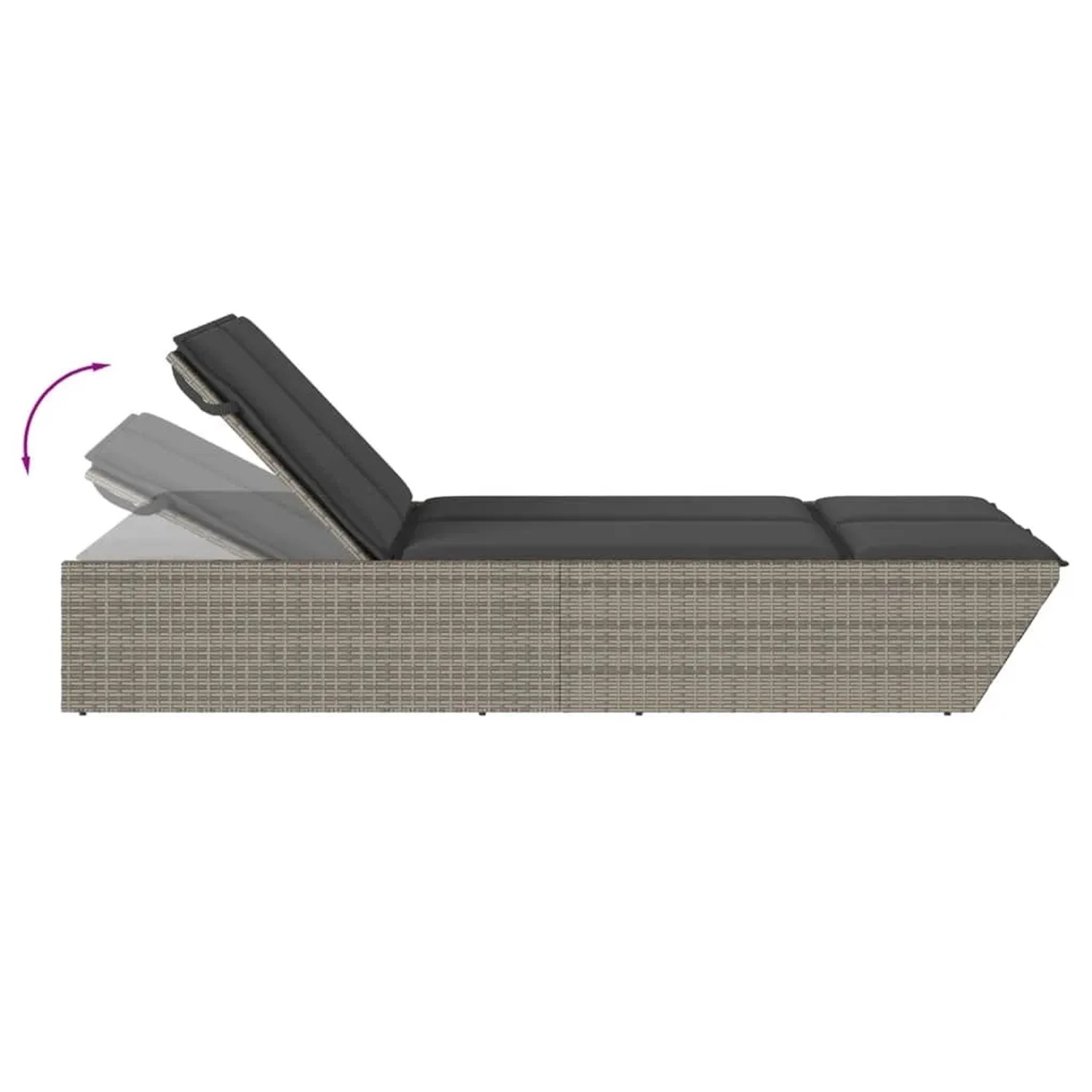 Sonnenliege Aus Poly Rattan Mit Kissen – Gartenliege Für Terrasse, Pool Oder Balkon (Grau/Schwarz)