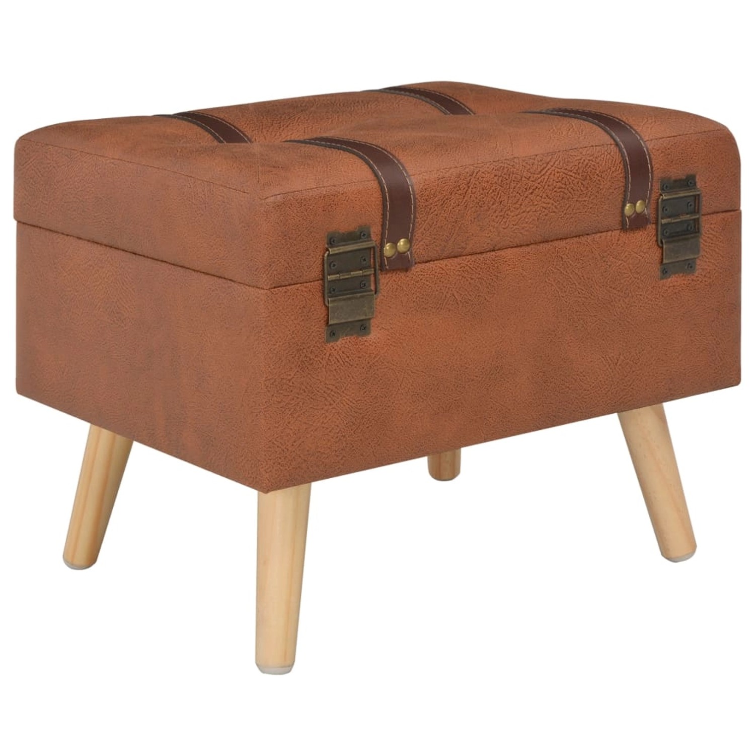 vidaXL Hocker mit Stauraum 40 cm Hellbraun Kunstleder