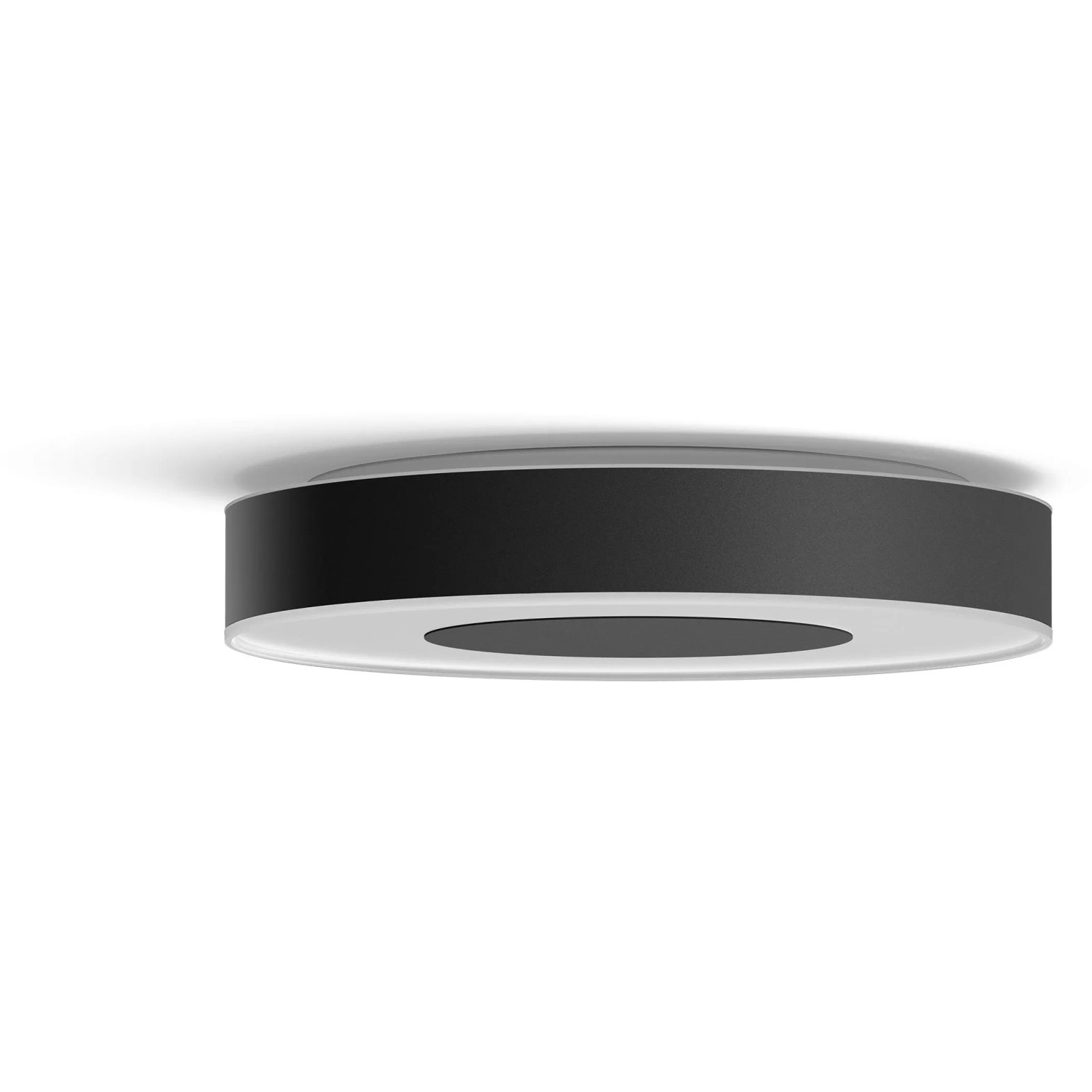 Schwarze Philips Hue Infuse L Deckenleuchte mit Farbwechsel und 4500 Lumen.
