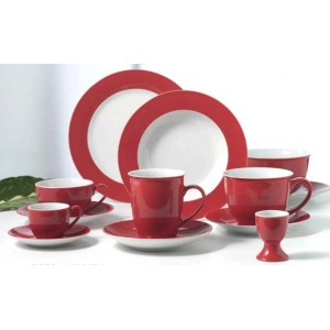 Ritzenhoff & Breker Doppio Tafelservice, 8-teilig, rot: Teller, Tassen und Schalen aus Porzellan.