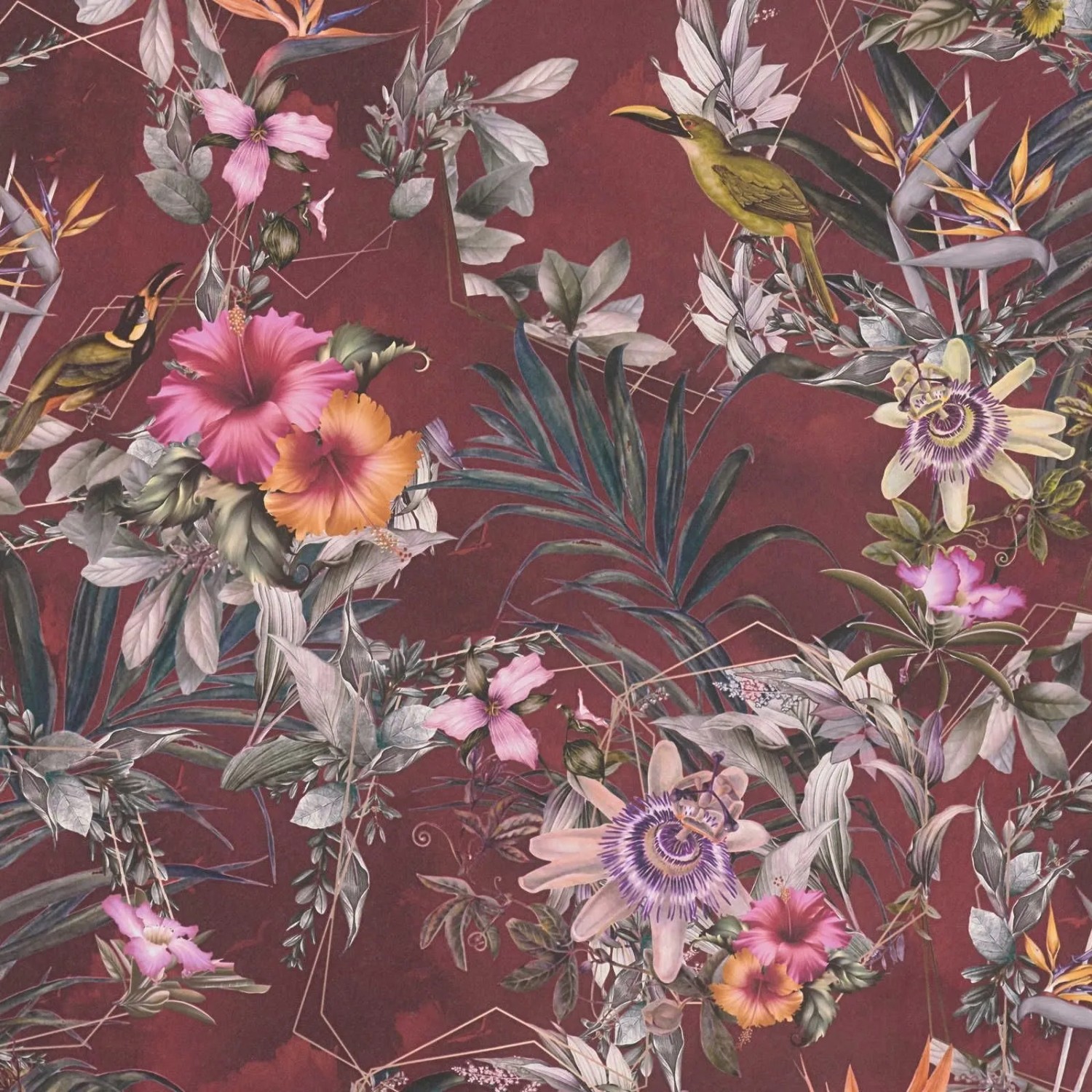 Tadessi Tapete Floral M1-No.791 Vliestapete in Rot