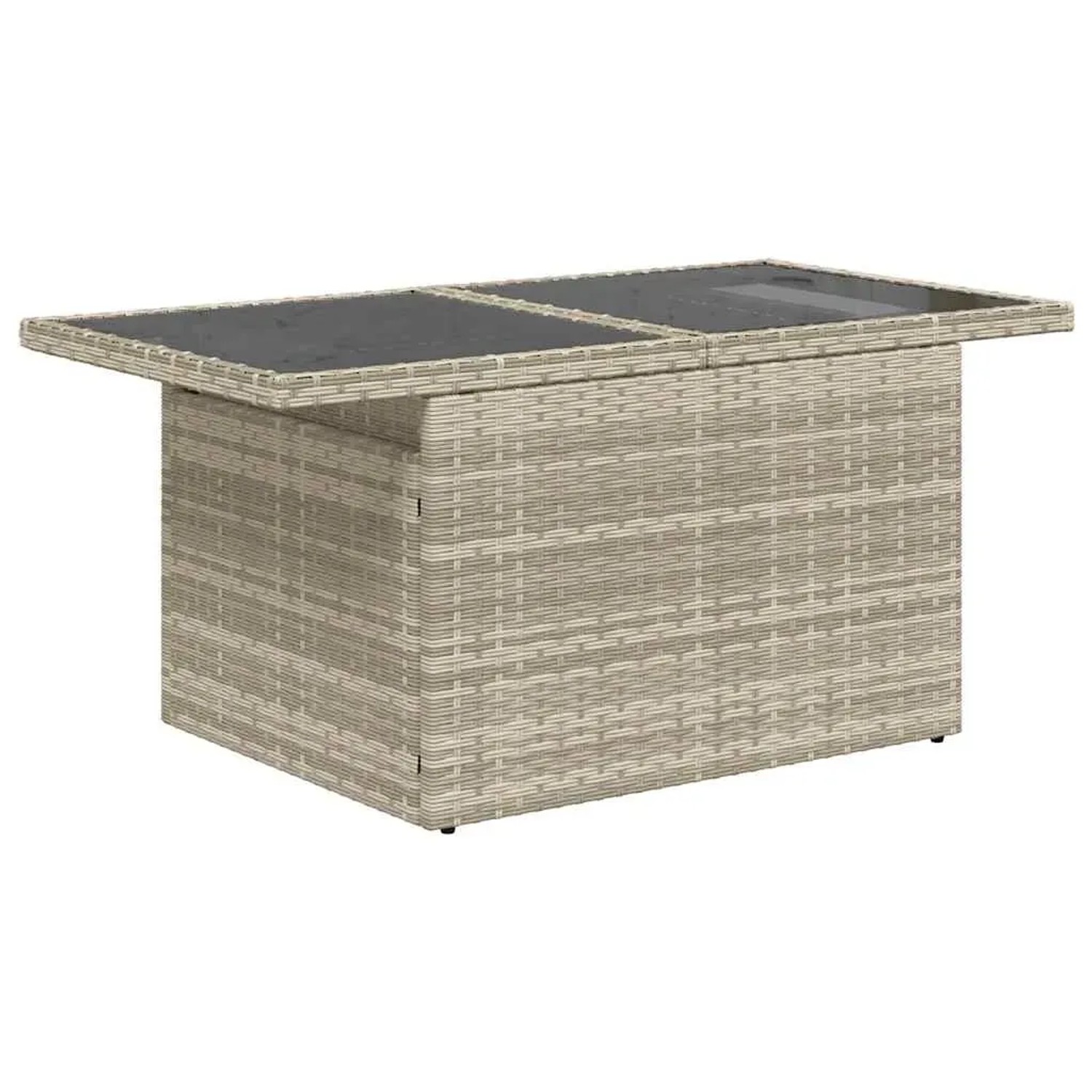 Hellgrauer vidaXL Gartentisch aus Rattan mit verstellbarer Tischplatte, Teil der 8-tlg. Sofagarnitur.