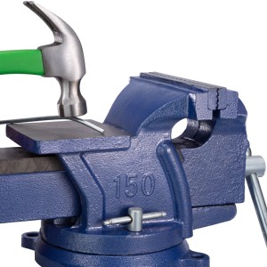 Tectake Schraubstock  Aus Gusseisen Mit Amboss  33 x 15 x 17 cm Blau