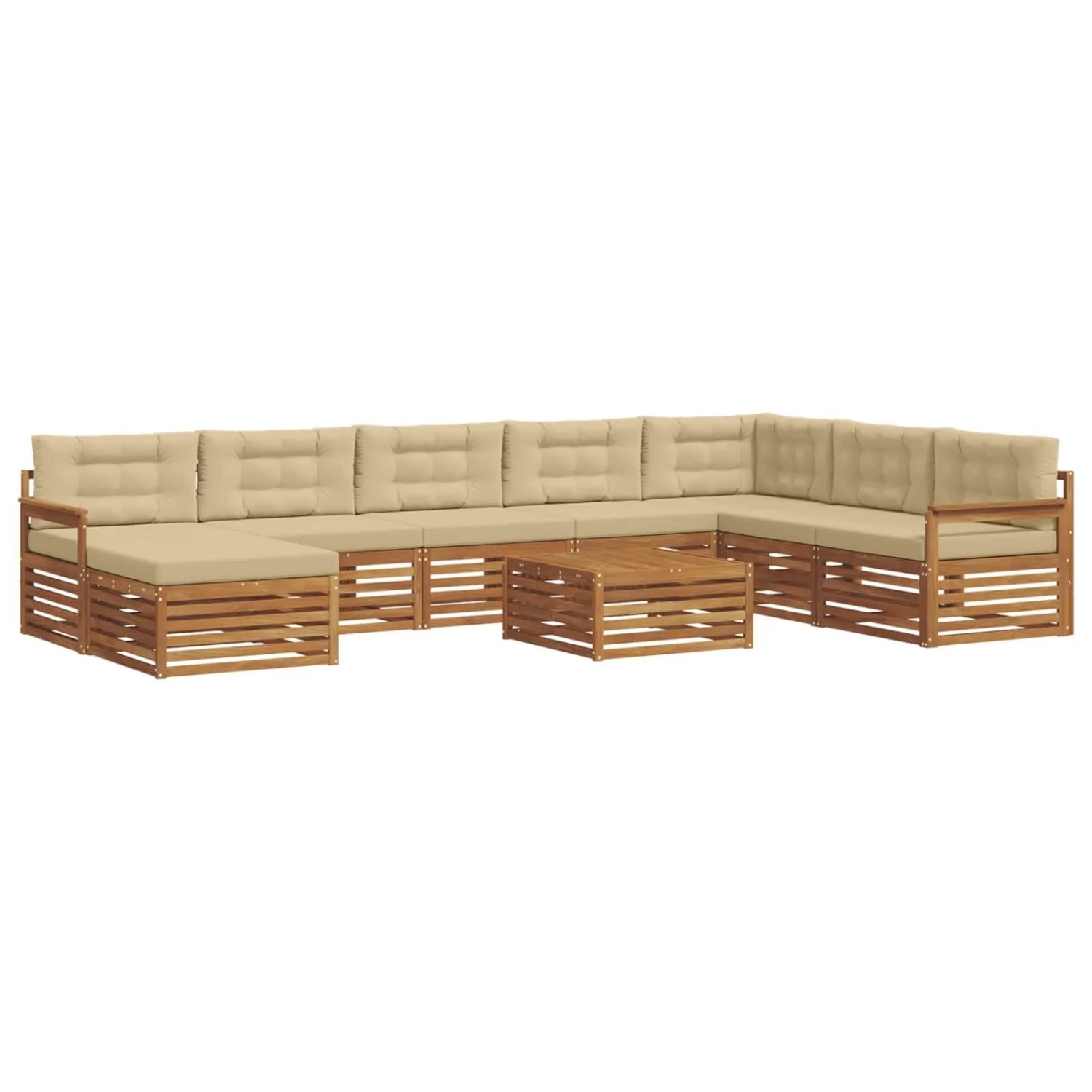 vidaXL Sofagarnituren 9 Tlg Natur und Beige Massivholz Akazie 3373968