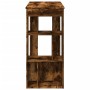 Bartisch Räuchereiche mit 6 Fächern aus Holzwerkstoff. Dunkelbrauner Stehtisch mit Regal.
