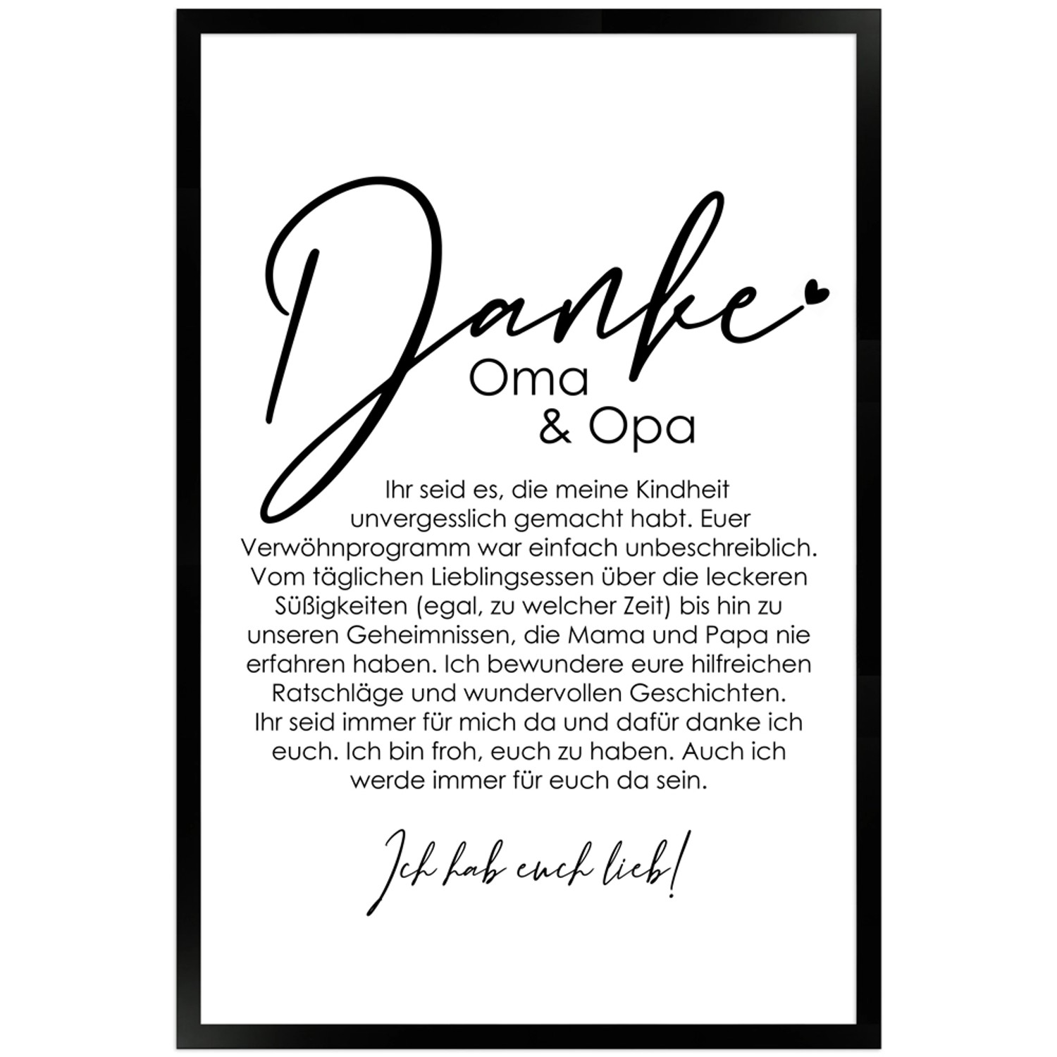 WANDStyle Gerahmtes Poster Danke Oma und Opa 40 x 60 cm Geschenkidee für Ei günstig online kaufen