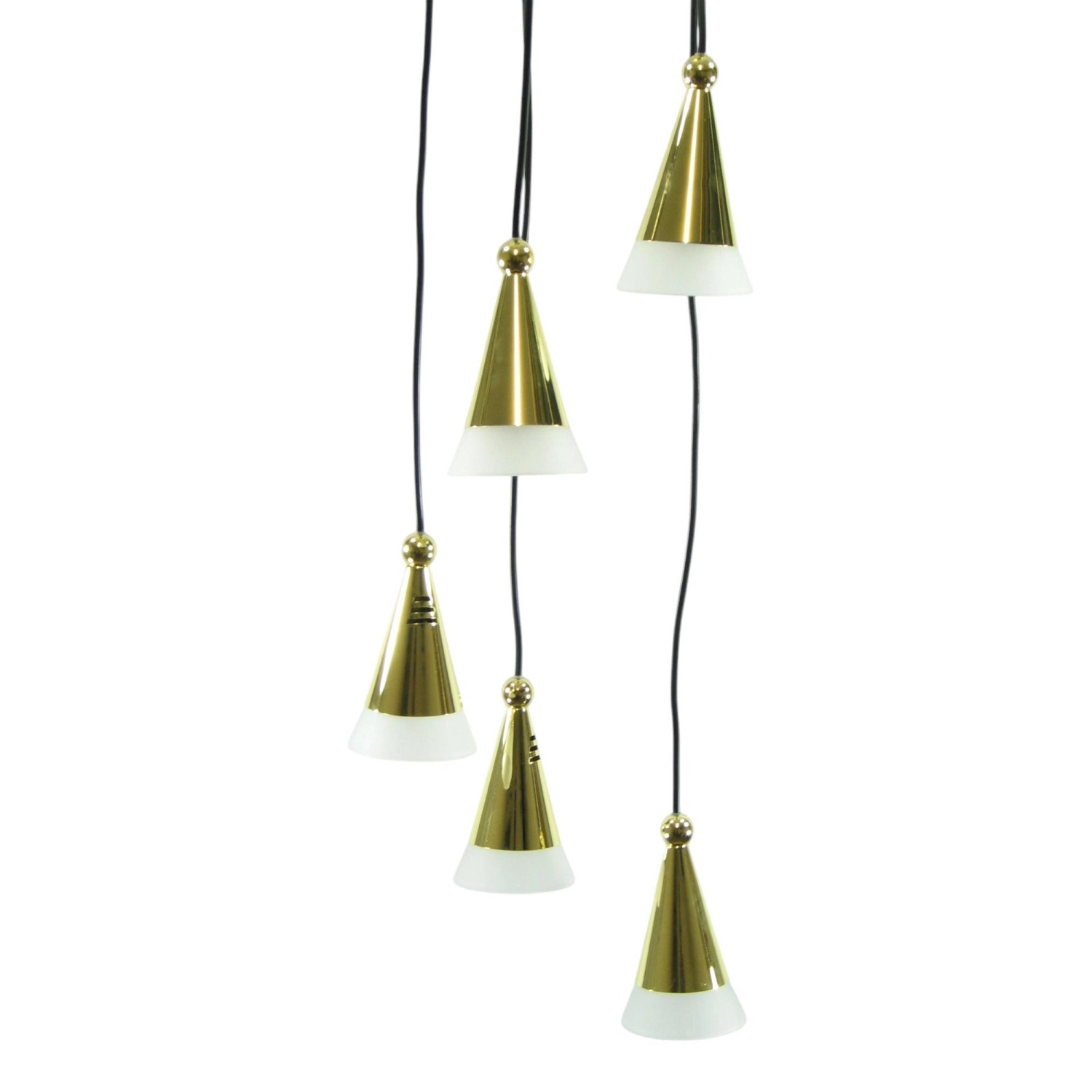 Dapo Decken Pendelleuchte Fino 5-Flammig E14 Metall Messing Glas Weiß IP20 günstig online kaufen
