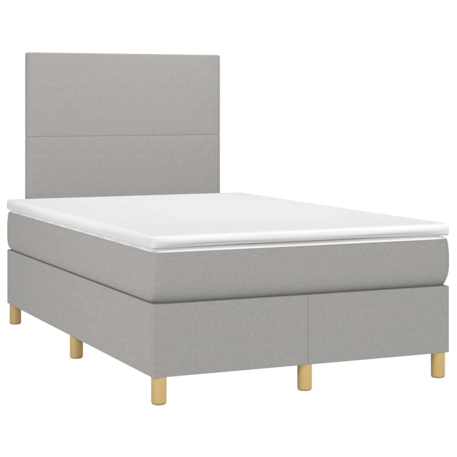 vidaXL Boxspringbett mit Matratze & LED Hellgrau 120x200 cm Stoff 3135261 günstig online kaufen
