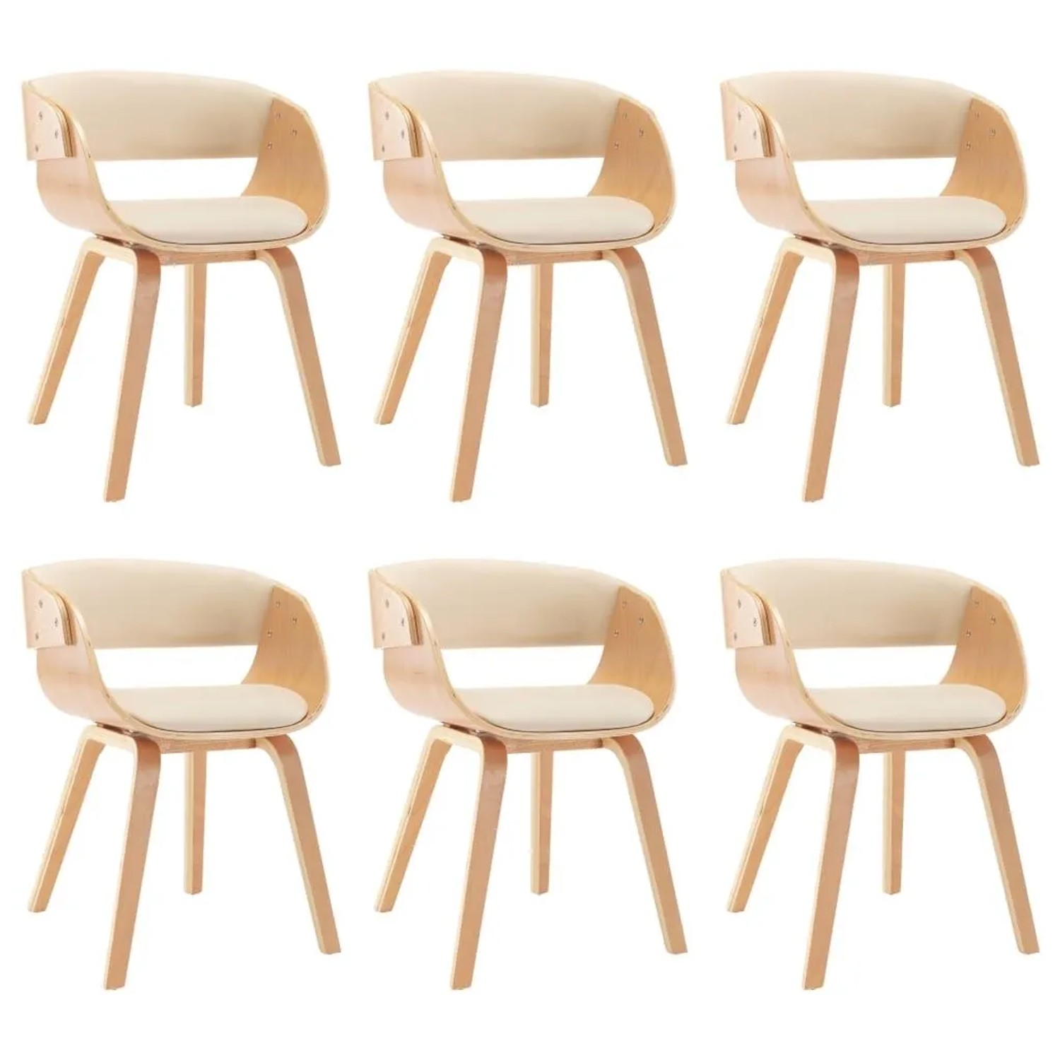 vidaXL Esszimmerstühle 6 Stk Creme Bugholz und Kunstleder 278864
