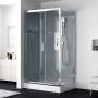 Moderne Duschbox 80x120cm mit Sicherheitsglas, Chromprofilen, Schiebetür, Duschwanne, Kopf- und Handbrause.