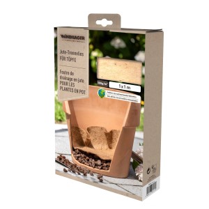 Windhager Jute-Trennvlies 100x100cm im Topf, schützt vor Staunässe und erleichtert das Umtopfen.