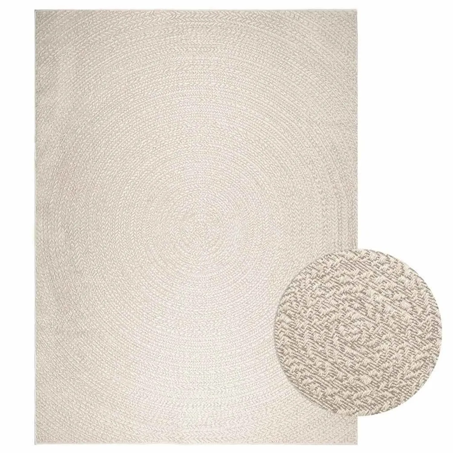 vidaXL Teppich ZIZUR Creme 240x340 cm Jute-Optik Indoor und Outdoor 4010383