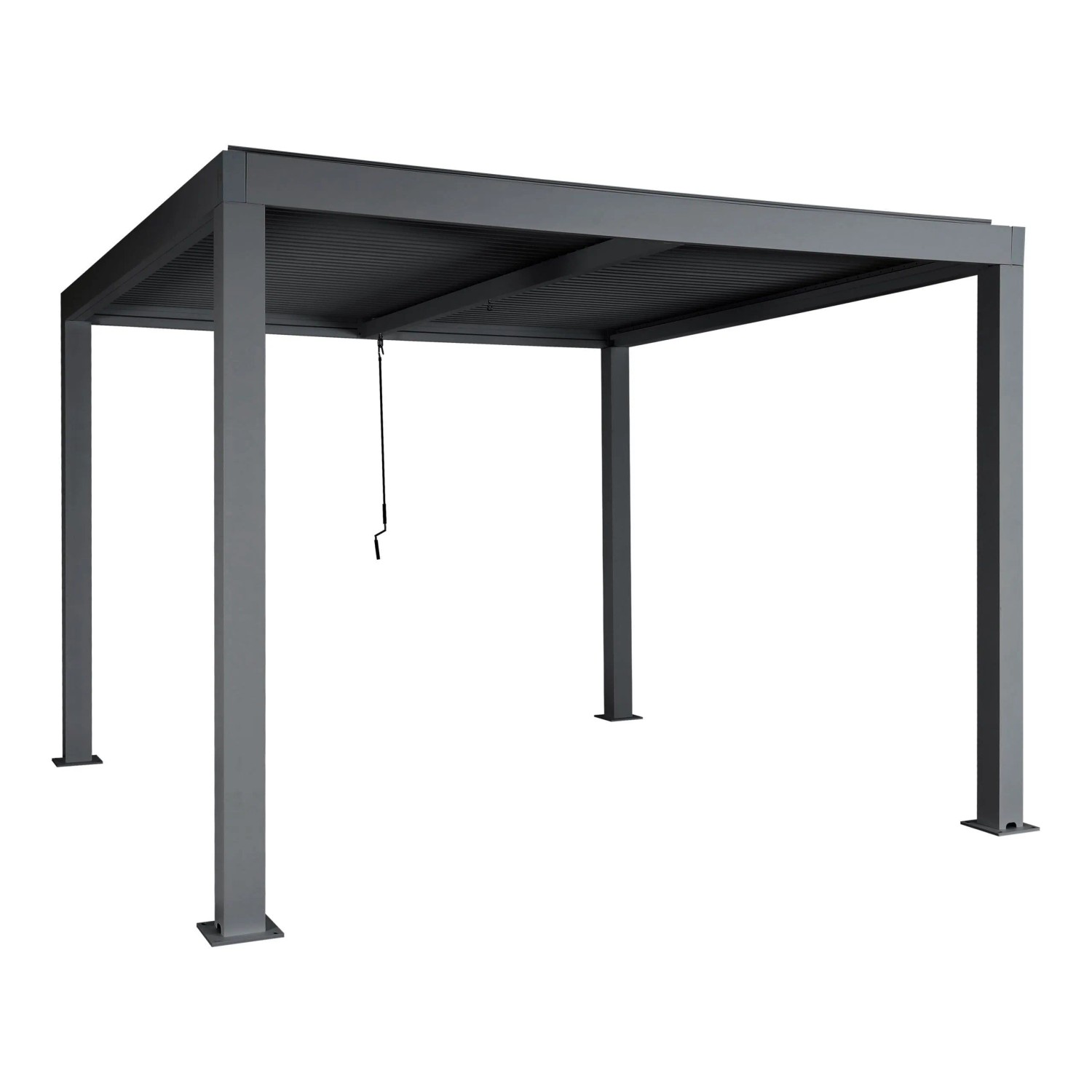 BERLINLODGE Pergola HxBxT 220x300x300cm Gartenpavillon Lamellen-Pavillon Anthrazit 11cm-Aluminium-Gestell Regenrinne Sturmfest