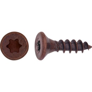 Senkkopf Spanplattenschraube, TX-Antrieb, Ø 3x12 mm, 25 Stück, brünierter Stahl.