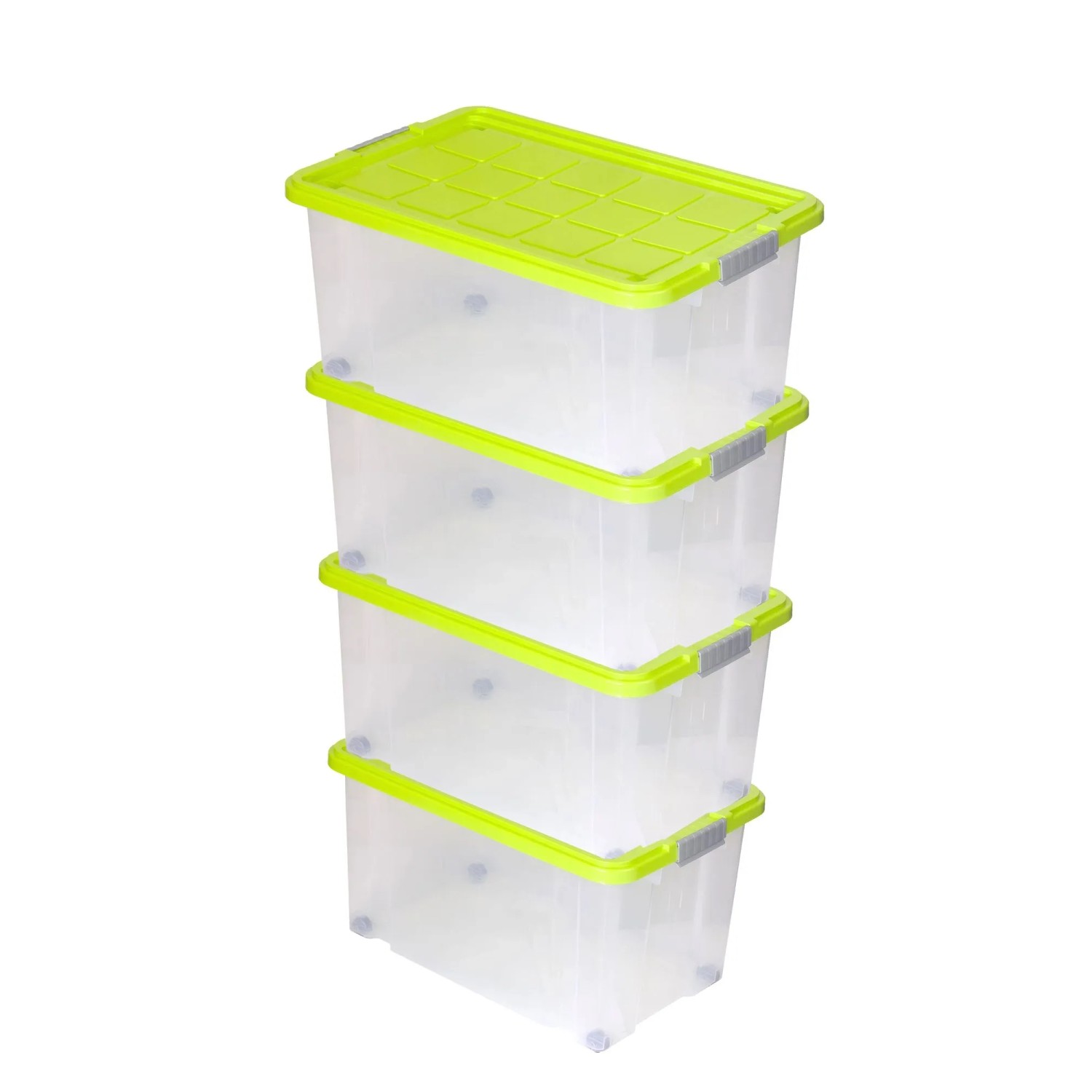 BigDean 4 Stück Große Eurobox mit Deckel und Rollen Aufbewahrungsbox 60 X 40 X 32 cm