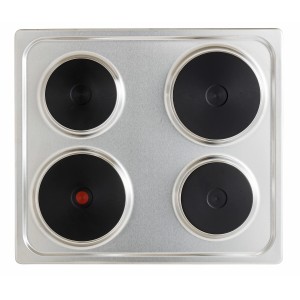 PKM Einbaukochfeld mit 4 Kochplatten, davon 1 Blitzkochplatte, Edelstahl