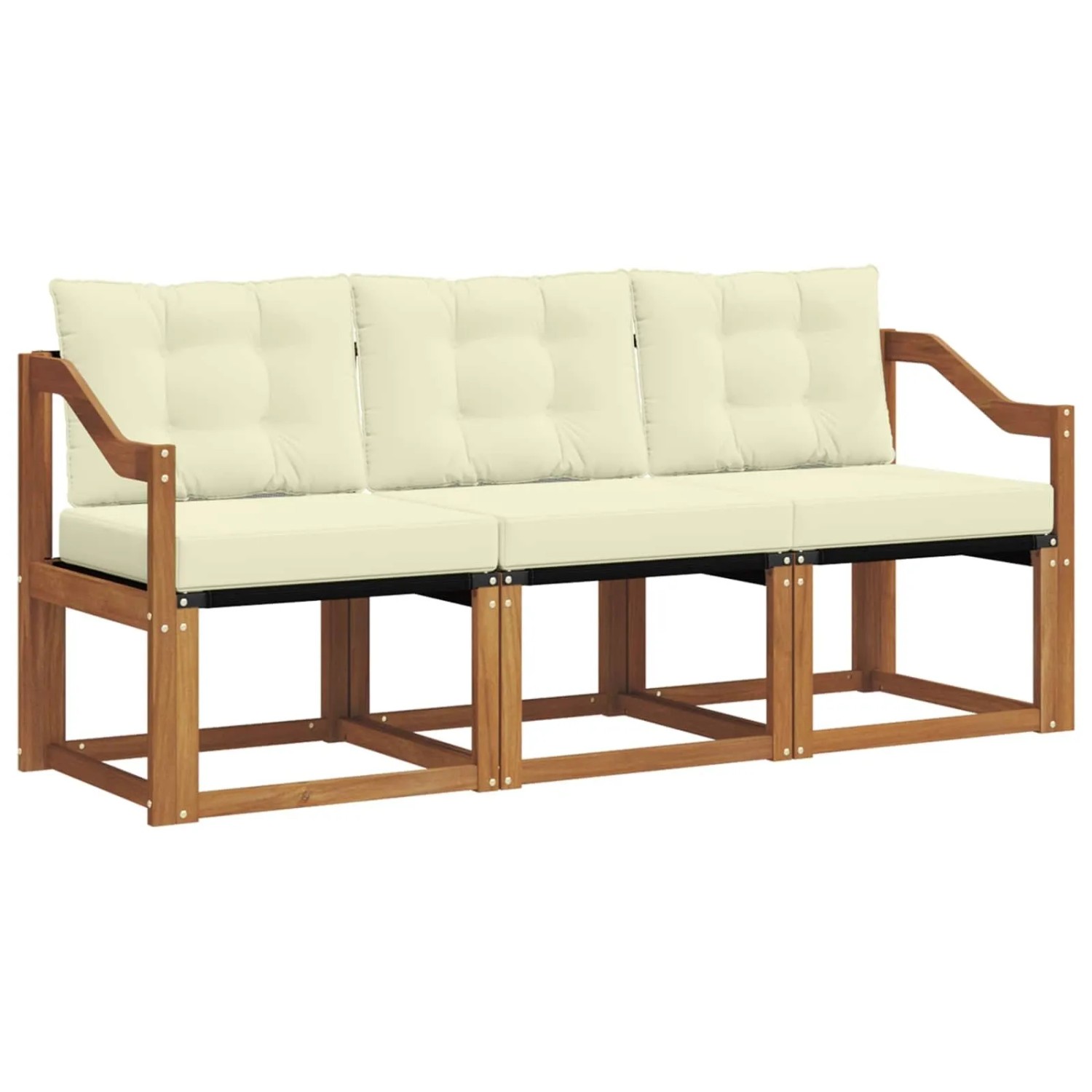 vidaXL Outdoor-Sofagarnitur mit Kissen 3-Tlg Natur und Creme 3368361
