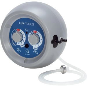 LUX-TOOLS Automatisches Urlaubsbewässerungssystem mit Zeitschaltuhr und Schlauch.