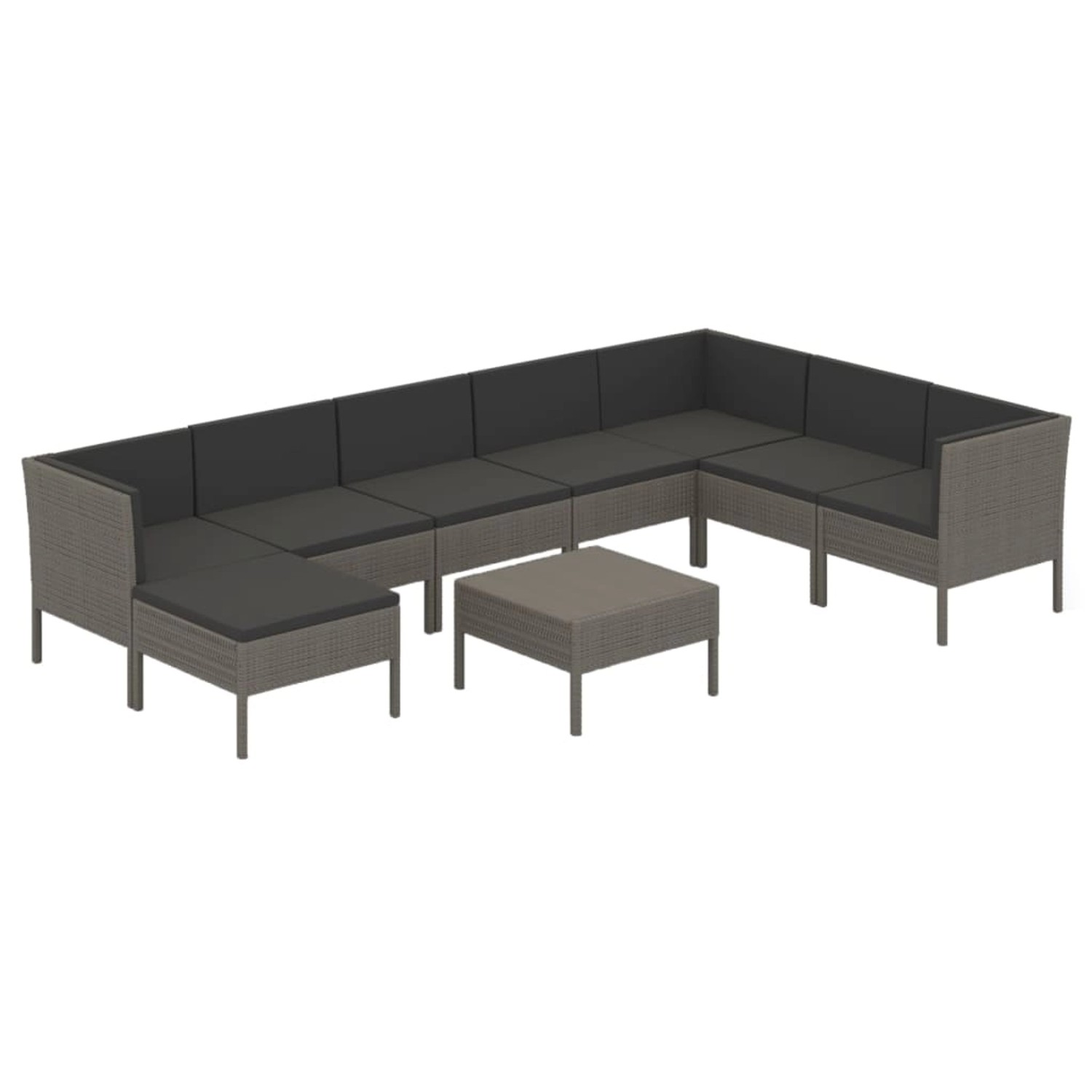 vidaXL 9-tlg Garten-Lounge-Set mit Auflagen Poly Rattan Grau Modell 17