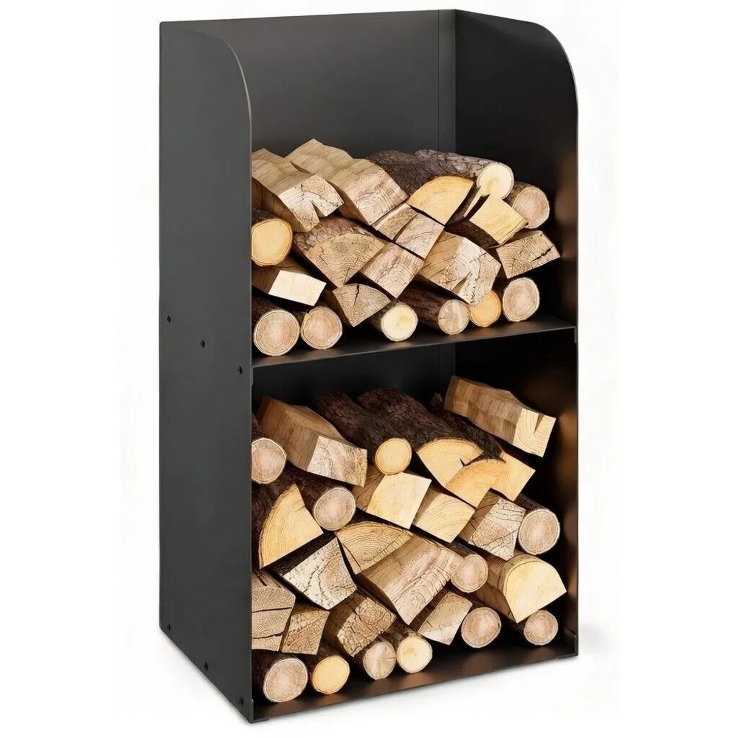BLACK OAK Kaminholzregal YOSEMITE – Modernes Holzregal aus Stahl Pulverbeschichtet für Kaminholz Innenbereich, Stabil & Zeitlos
