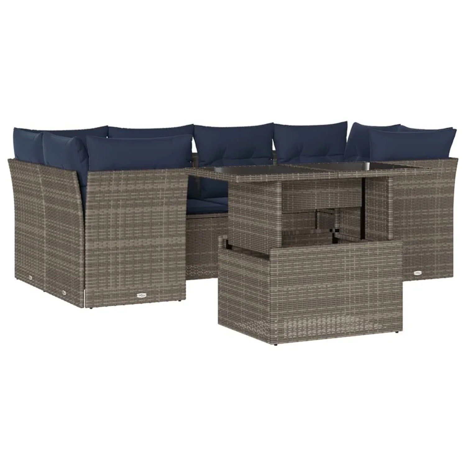 vidaXL 7-Tlg Gartensofa-Set mit Kissen Grau Polyrattan 3266381 günstig online kaufen
