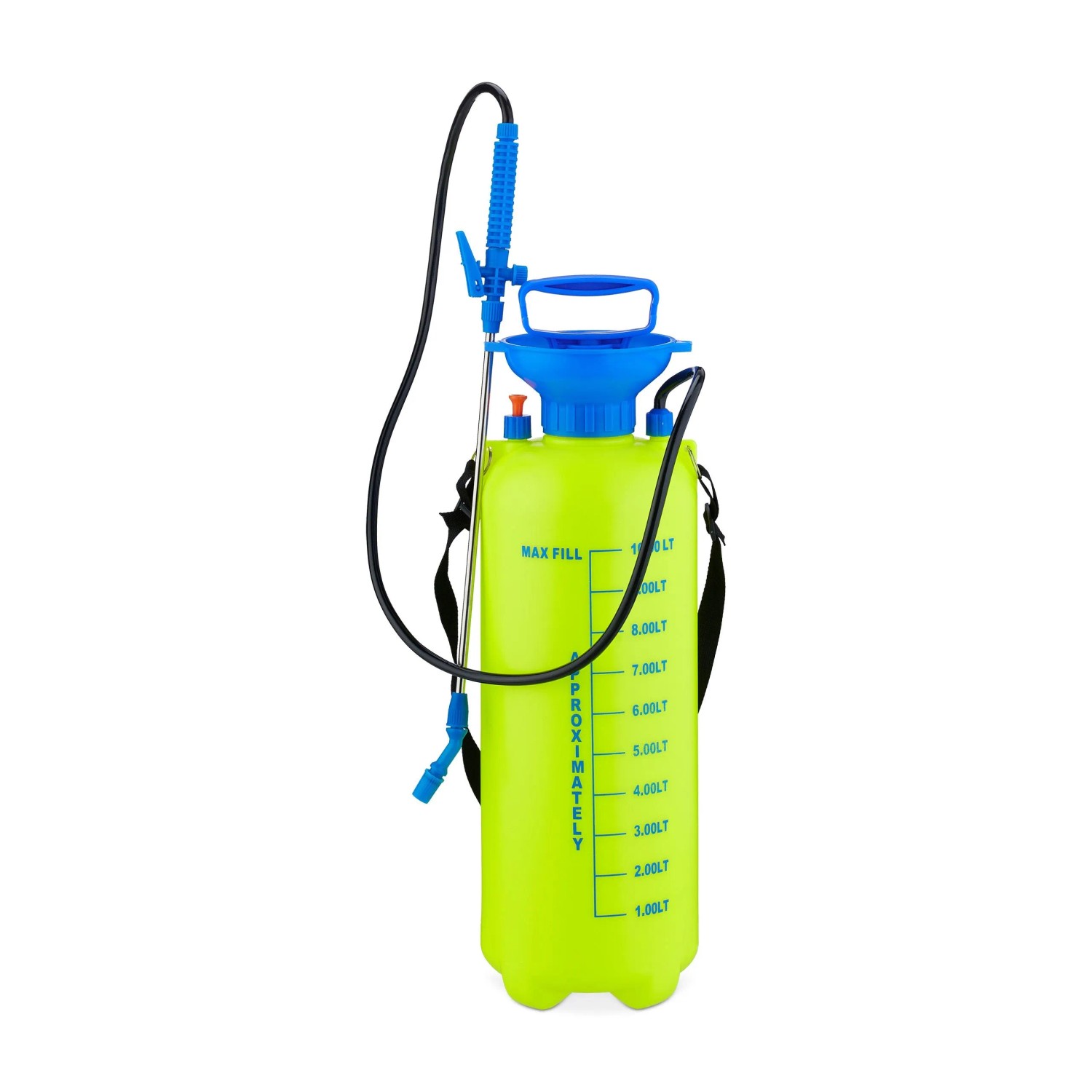 Relaxdays Drucksprüher Kunststoff Neongelb Blau Verstellbar Feststellbar 10, 61 cm x 18 cm 1,2 kg