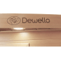 Detailaufnahme Dewello Infrarotkabine Pierson Pro aus Hemlock Zeder mit Logo und Beleuchtung.