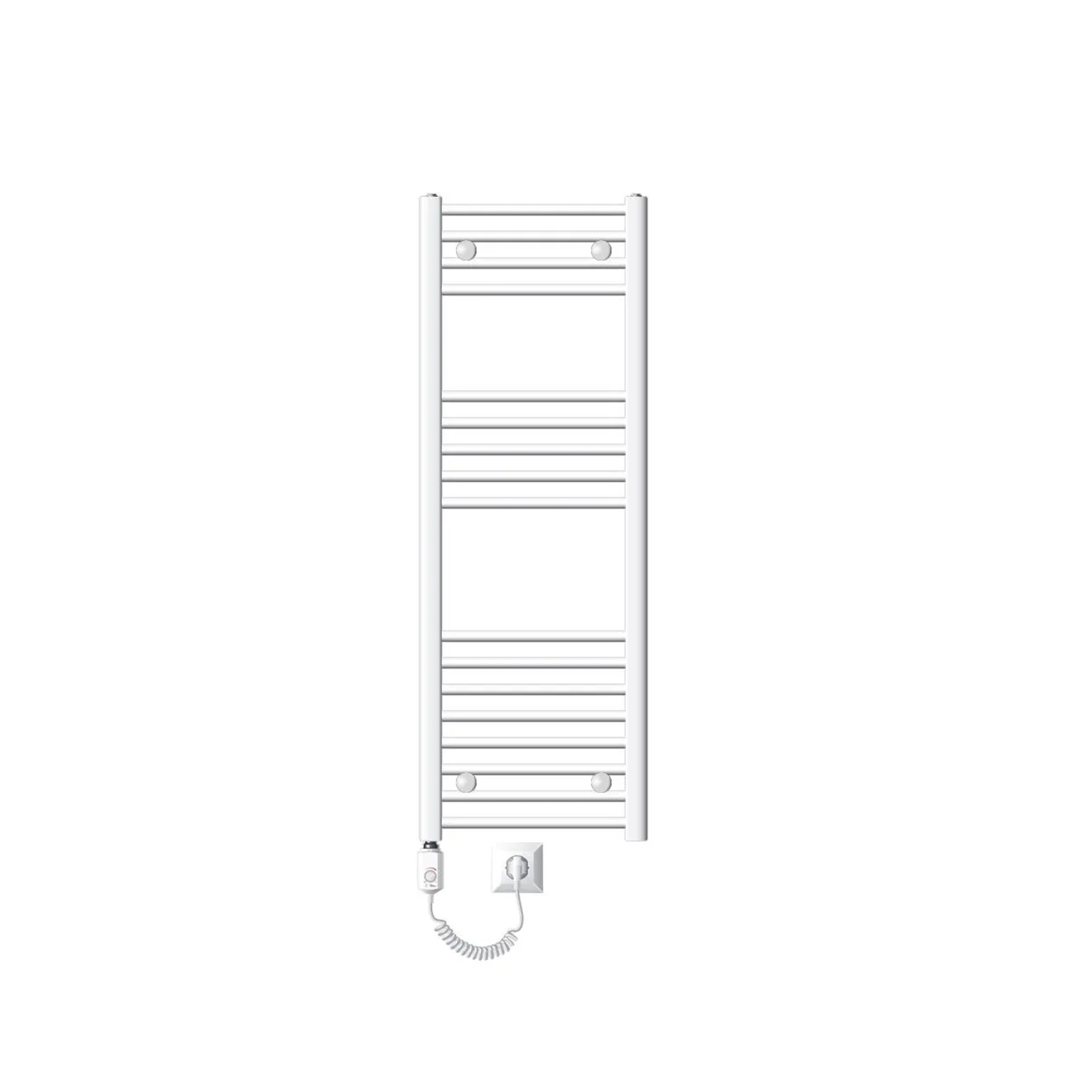 LuxeBath Badheizkörper 400x1200mm Weiß Gebogen Mit Heizstab 1200W