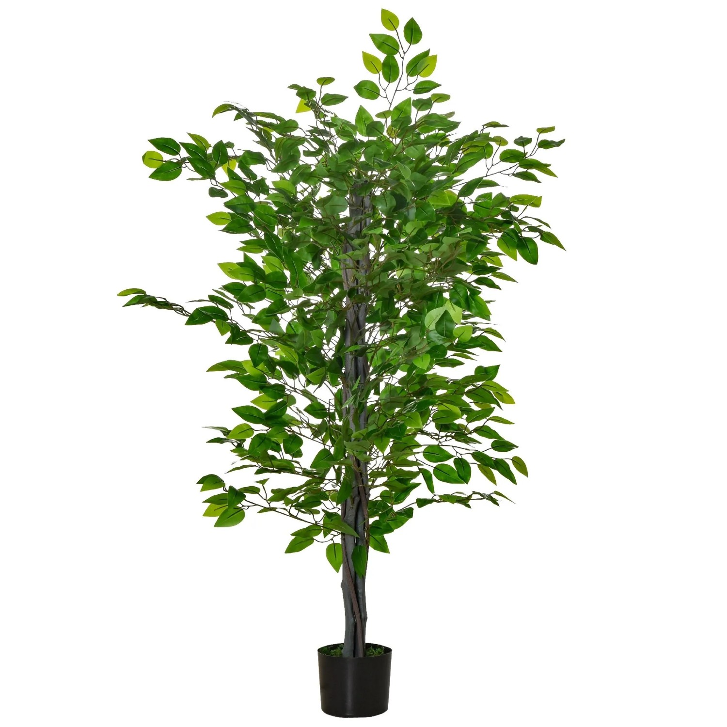 Kunstpflanze Plastik Künstliche Pflanzen wie echt mit Zement Kunstgras Ficus-Baum, HOMCOM, Höhe 135 cm, Kunstbaum für Wohnzimmer, Schlafzimmer, Büro