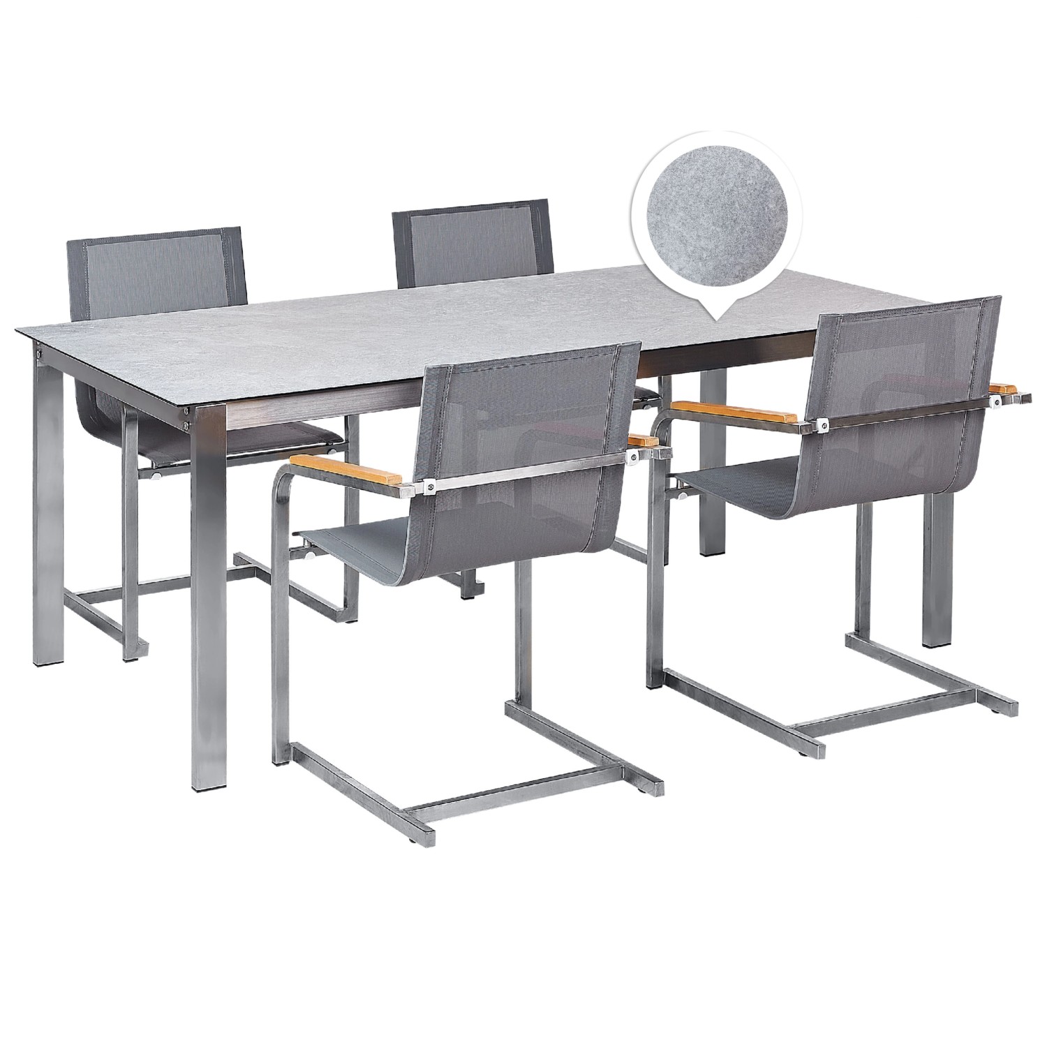 Beliani Gartentisch Set COSOLETO Grau Silber günstig online kaufen
