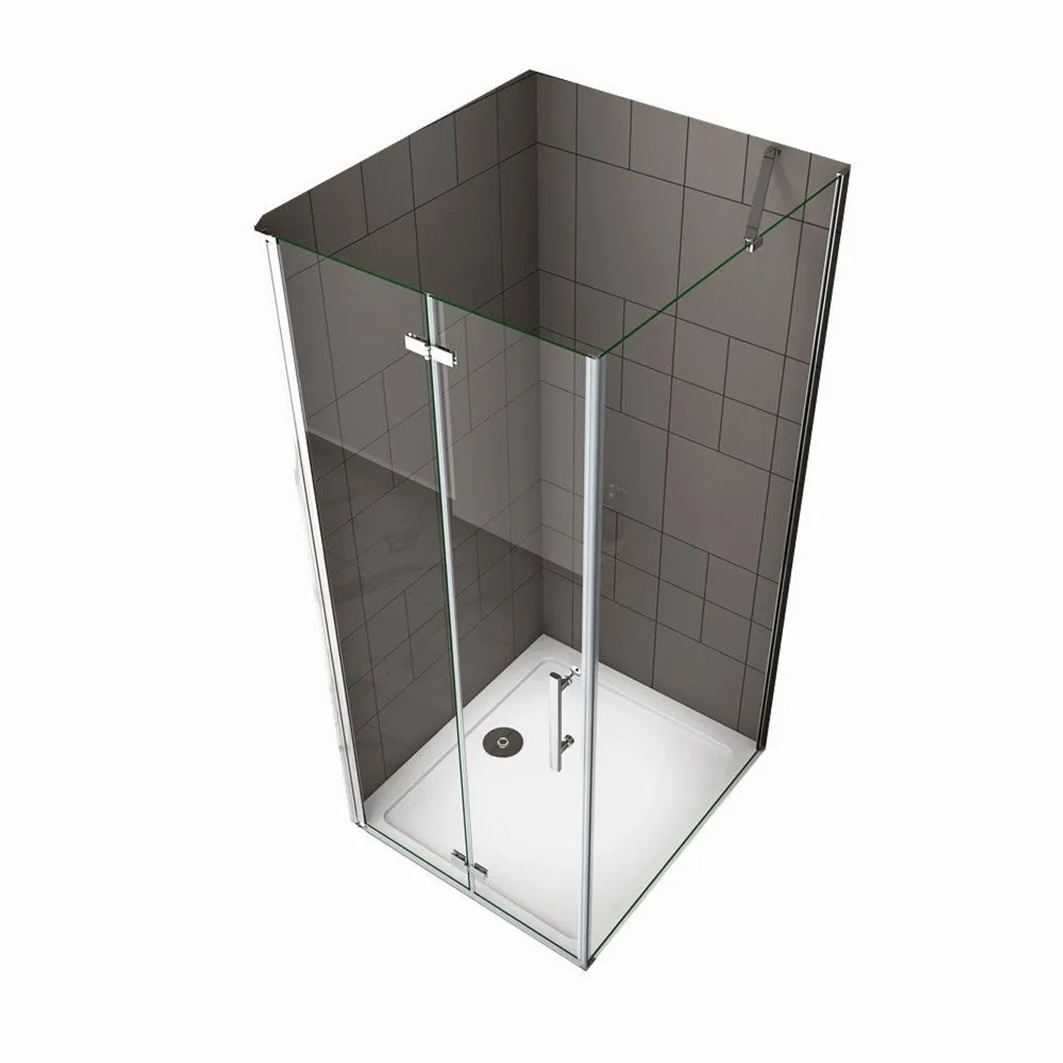 Duschparadies Duschkabinen Eckig 80 x 90 x 195cm Falttür x Seitenwand 6mm Nano Glas Duschtür Drehtür Eckdusche