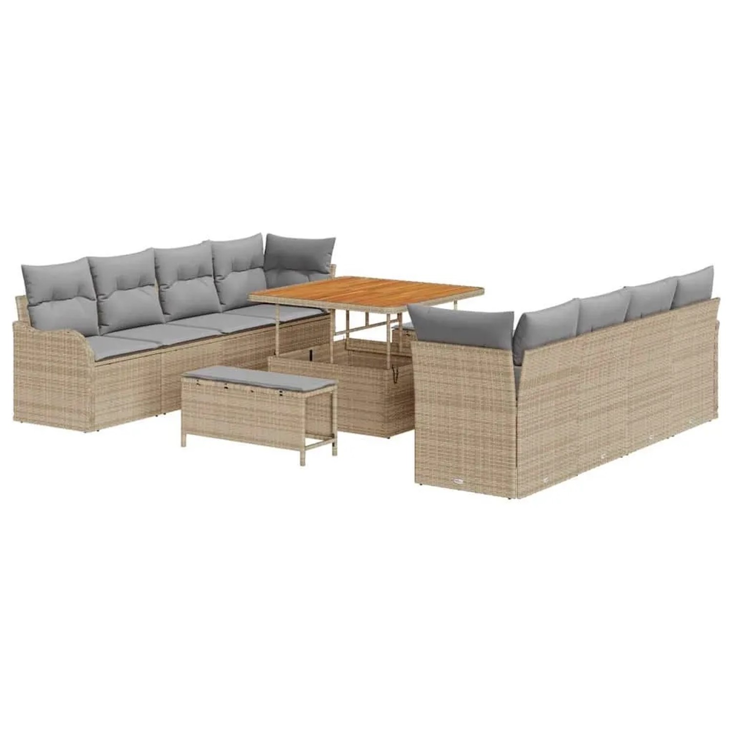 vidaXL Garten-Sofa-Set mit Kissen 11-Tlg Beige und Hellgrau 3364197