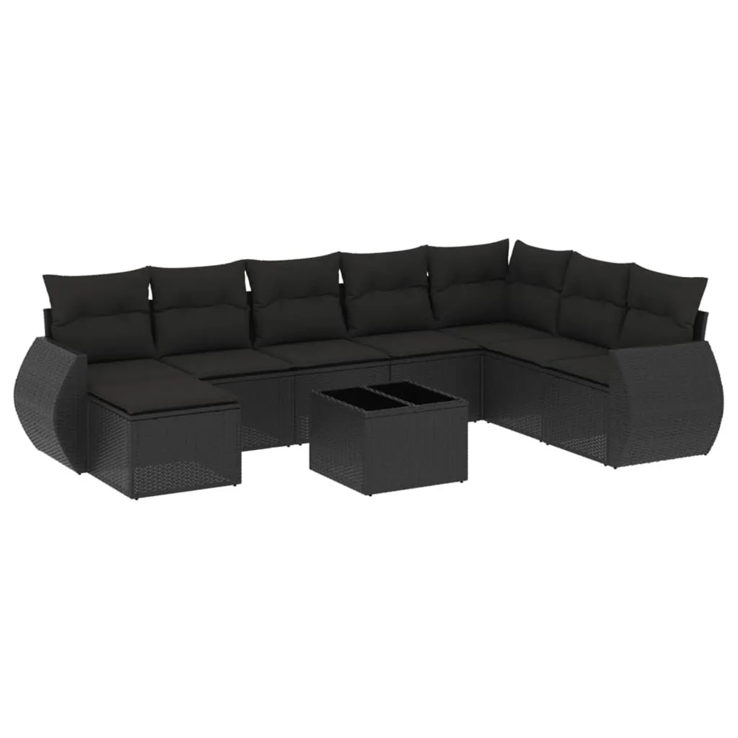 vidaXL 9-Tlg Garten-Sofagarnitur mit Kissen Schwarz Poly Rattan 3221764 günstig online kaufen
