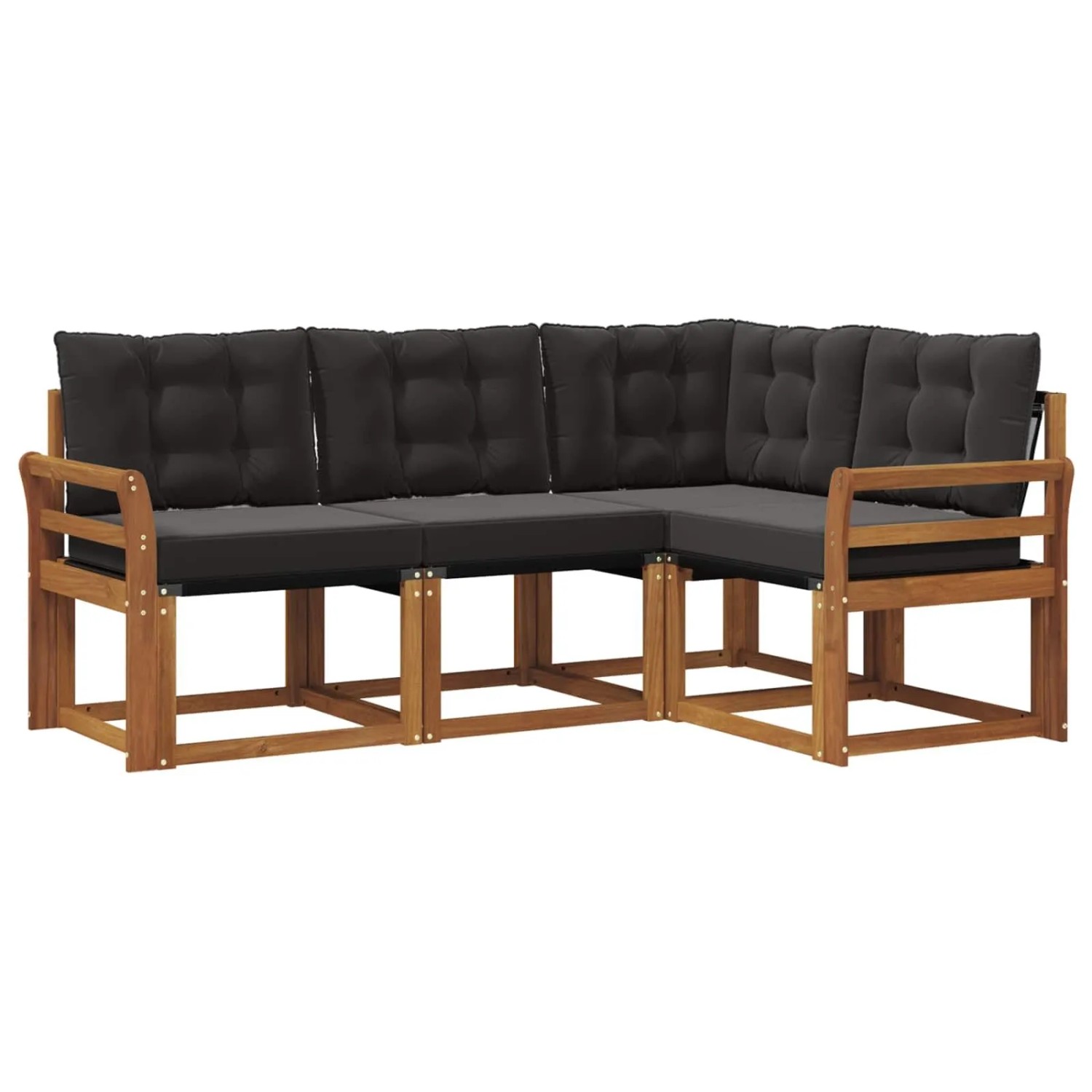 vidaXL Outdoor-Sofagarnitur mit Kissen 4-Tlg Natur und Schwarz 3368619