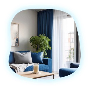 Tulup LED Spiegel Amorpher LED Spiegel 57x57,7 cm LED Dielenspiegel AsymmetrischLED Spiegel Unregelmäßig Standardgröße Kaltweiß 6500K