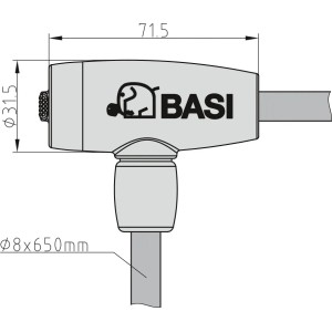 Abbildung eines Basi Zweirad-Spiralschlosses ZR 312 mit Staubschutz und den Maßen 8 x 650 mm.