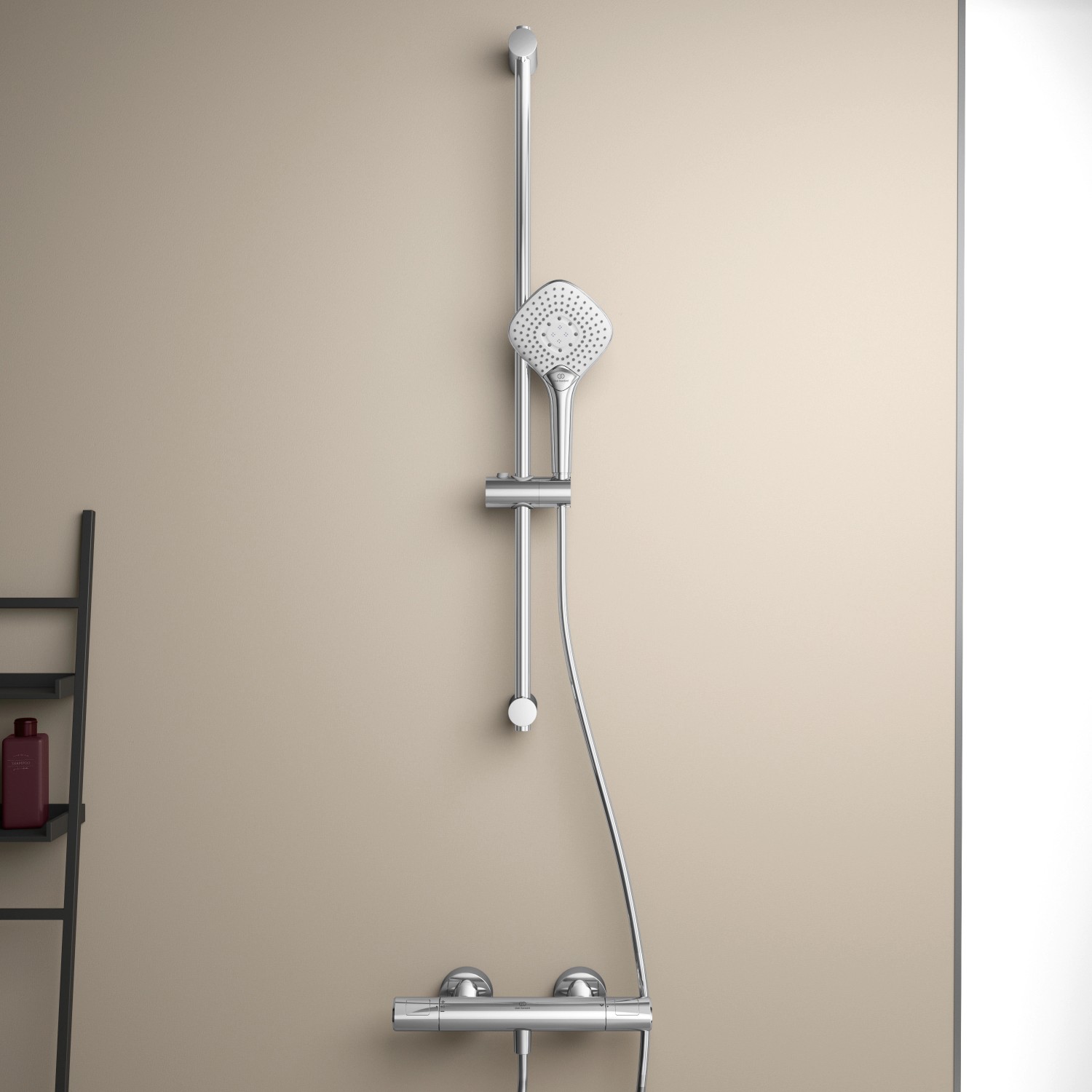 Ideal Standard Ceratherm T100 Brausethermostat AP Chrom mit Handbrause und Brausestange.