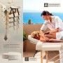 Beige Massageliege von Tectake mit Zubehör, höhenverstellbar, für Wellness und Massage.