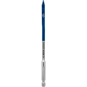 Bosch Expert Selfcut Flachfräsbohrer, 6 mm, für Holz. Blauer Holzbohrer mit Sechskantschaft.
